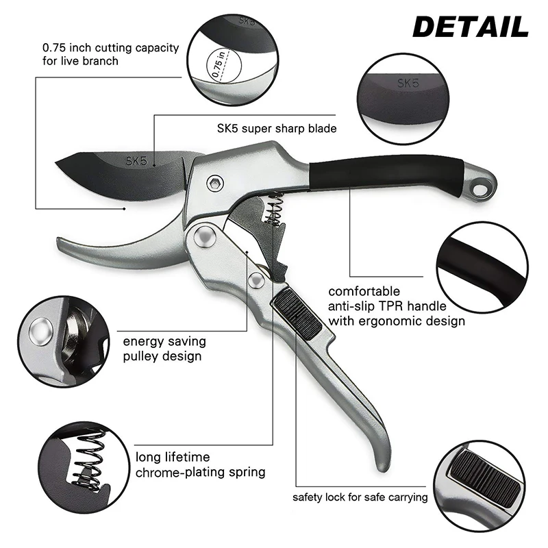 Ножничные ножницы FIRMOR из высокоуглеродистой стали садовые с храповым механизмом