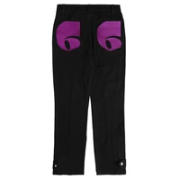 2021 kpop purple number embroidery black stylish men straight jeans trousers ankle zipper simple casual women baggy denim pants