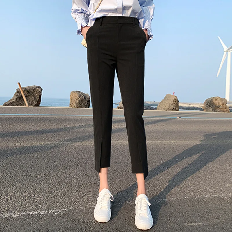 

Spring Suit Pants for Women Irregular Pants Slim Fit Versatile High Waist Professional Skinny Pants Cropped Pants Casual Pants