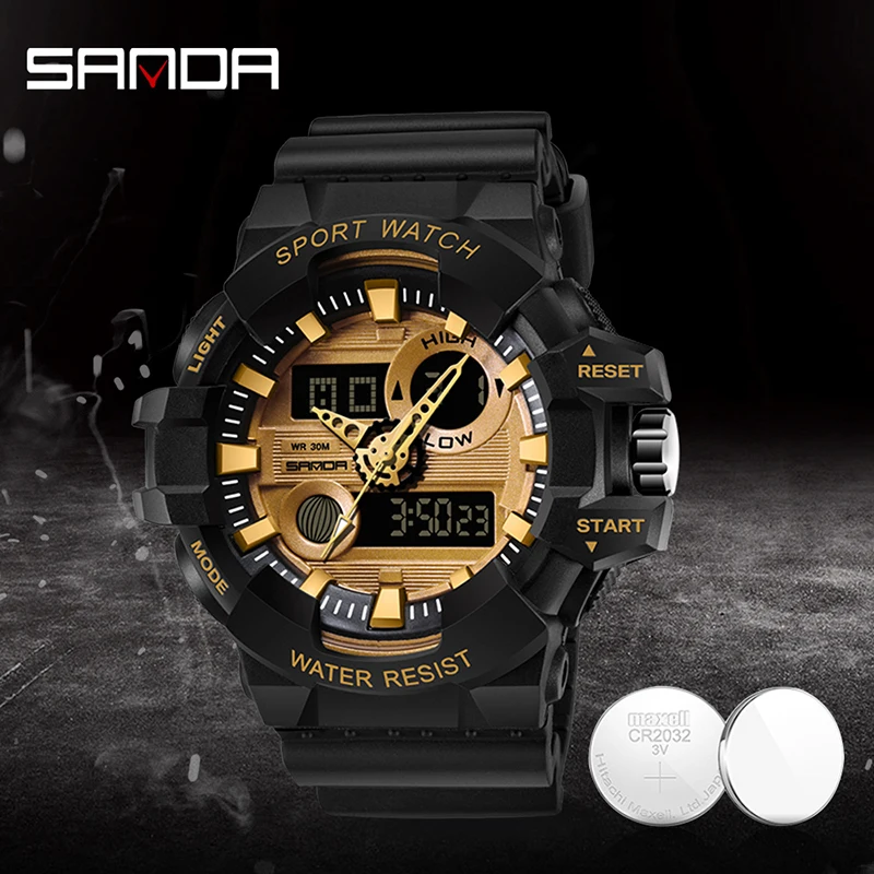 

SANDA Sports Men's Watches Top Brand Luxury Military Quartz Watch Men Waterproof S Shock Wristwatches relogio masculino 780