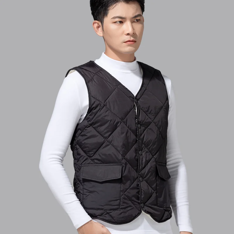 

Middle-aged Casual Autumn and Winter New Style Men's Plus Velvet Thickening Liner To Keep Warm Single-breasted Cotton Vest