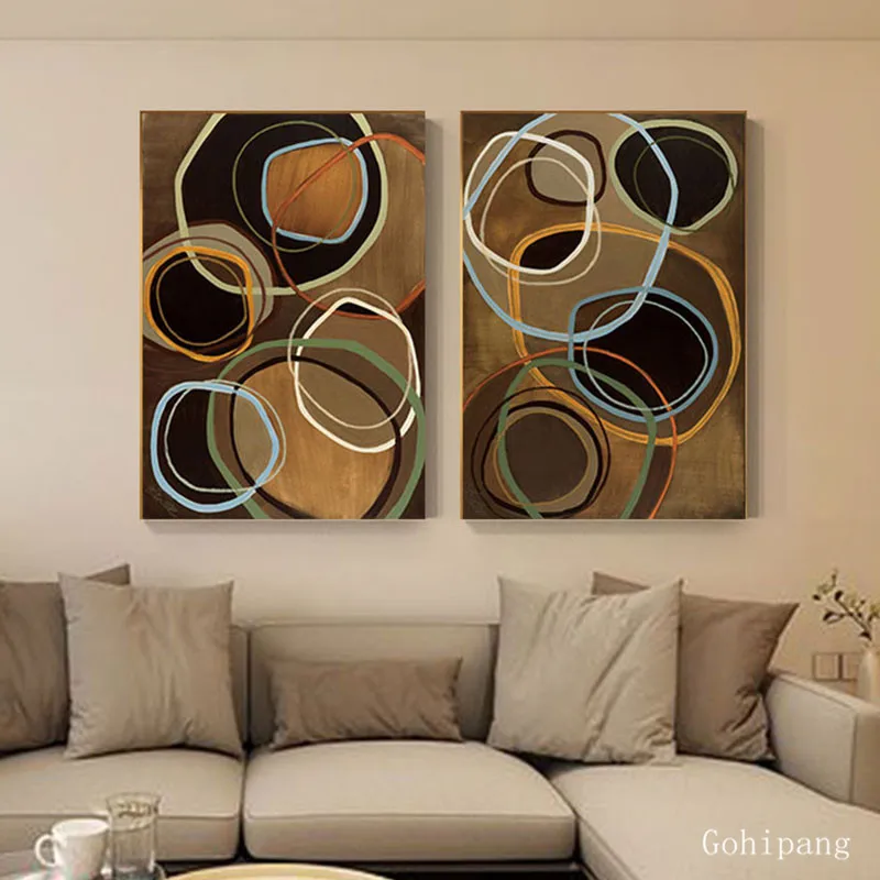 Современные красочные Пузырьковые круги холщовая живопись стильный плакат