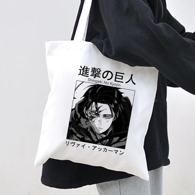 

Shopper Bag Attack On Titan Shopping Bag Grocery Bolso Tote Bag Canvas Bag Woven Shoulder Bag Female Ulzzang Eco Large-Capacity
