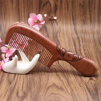 high quality thick wooden comb double sided carved high grade red sandalwood comb anti static does not hurt hair