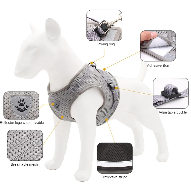

Pet Chest Harness Vest-style Dog Cat Traction Rope Reflective and Breathable Rope Pet Supplies Chihuahua Bulldog Dog Accessories