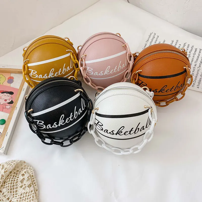 

1pc Personality Basketball Purses For Teenagers Women Shoulder Bags Crossbody Chain Hand Bags Female Leather Bag Totes