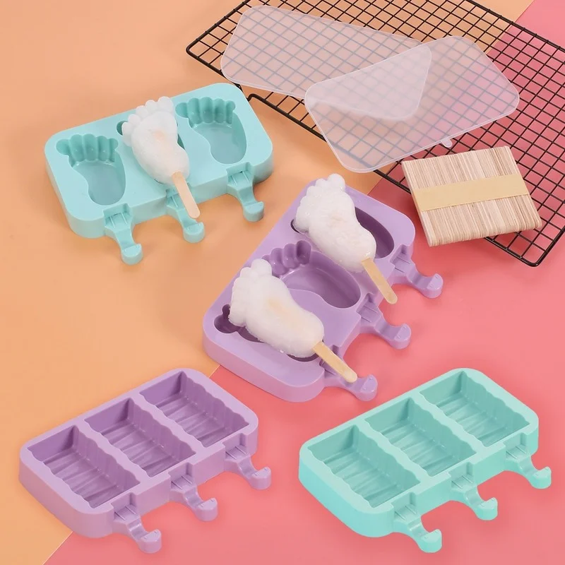 

Food Grade Silicone Ice Cream Mold with Lid DIY Homemade Ice Tray Summer Essential Tool Chocolate Mold Kitchen Accessories