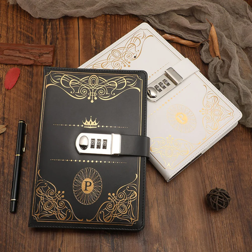 

1PC Vintage Style PU Cover Diary Notebook Journal Notepad with Code Lock (Blue)