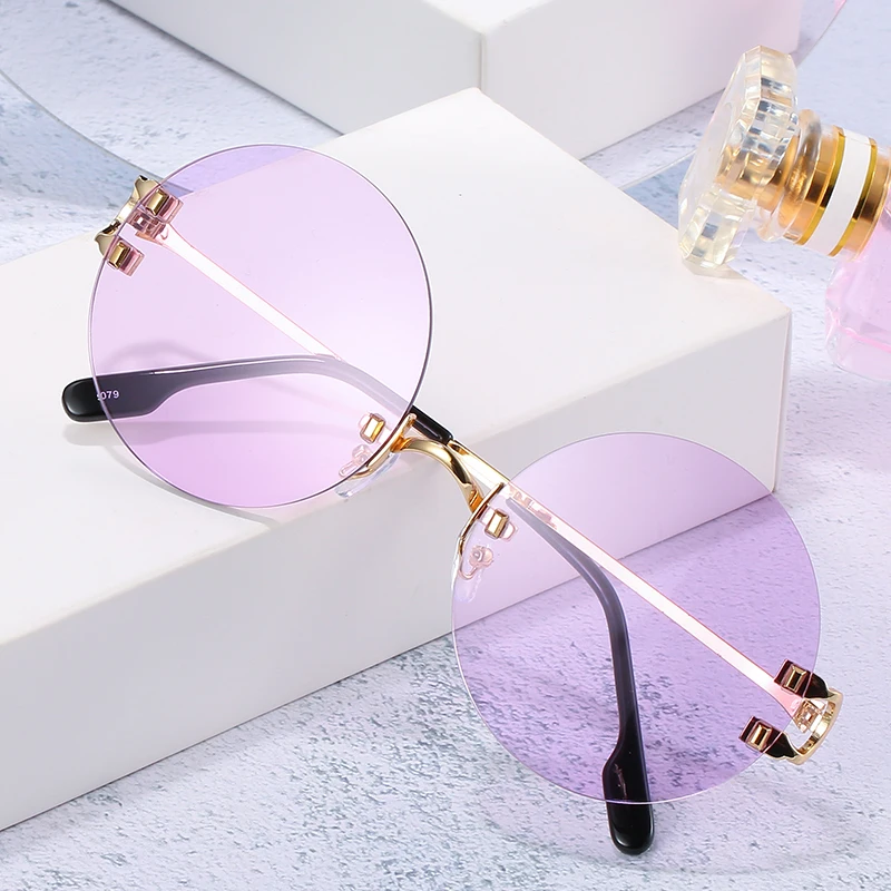 

2021 Round Sunglasses Metal Sexy Colorful Vintage Women Famous Brand Designer Sun Glases UV400 Sunglasses Retro Female for Women