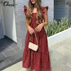 Женское богемное платье-макси Celmia с цветочным принтом, летние сексуальные платья с открытой спиной, повседневные праздничные платья без рукавов, Бандажное платье, 2022