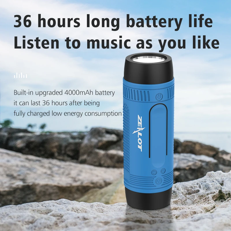 Zealot S1 Bluetooth динамик fm радио Водонепроницаемая уличная переносная маленькая