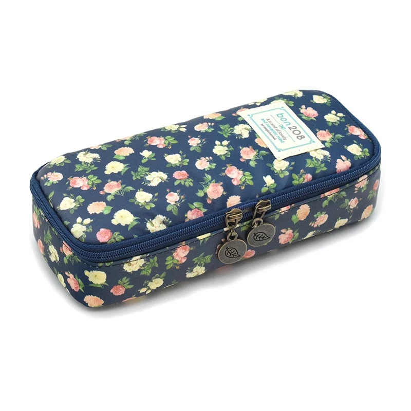 

1 Pcs Skydue Floral Printed Accordion Document File Folder(Blue) & 1 Pcs Pencil Case,Pen Bag Rose Floral, Cyan