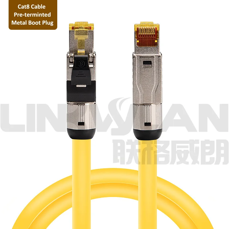 Cabo de Rede Ethernet Rj45 Cat8 Cat7 Cat6a Cabo Pré-terminado Pré-montado Cabos de computador e conectores