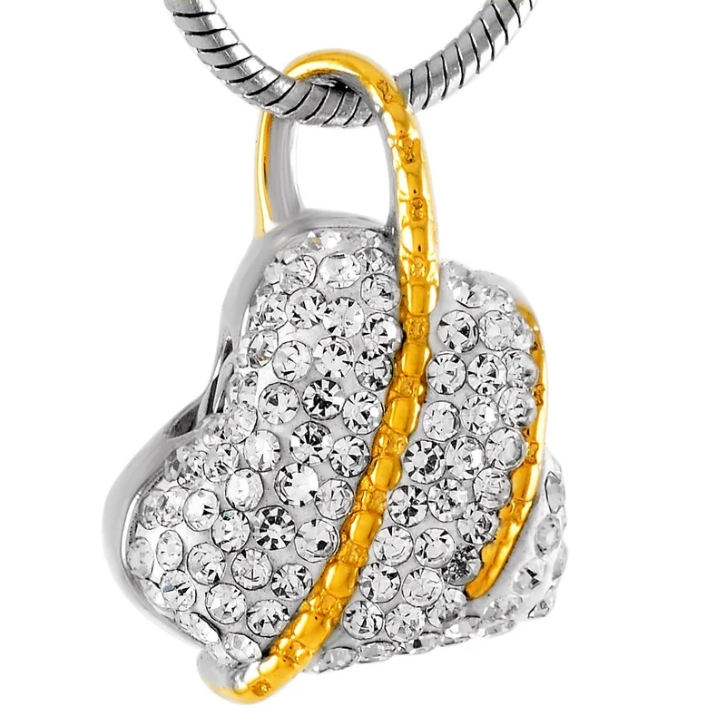 IJD8359 нержавеющая сталь многоцветный кристалл сердце мемориальная урна для