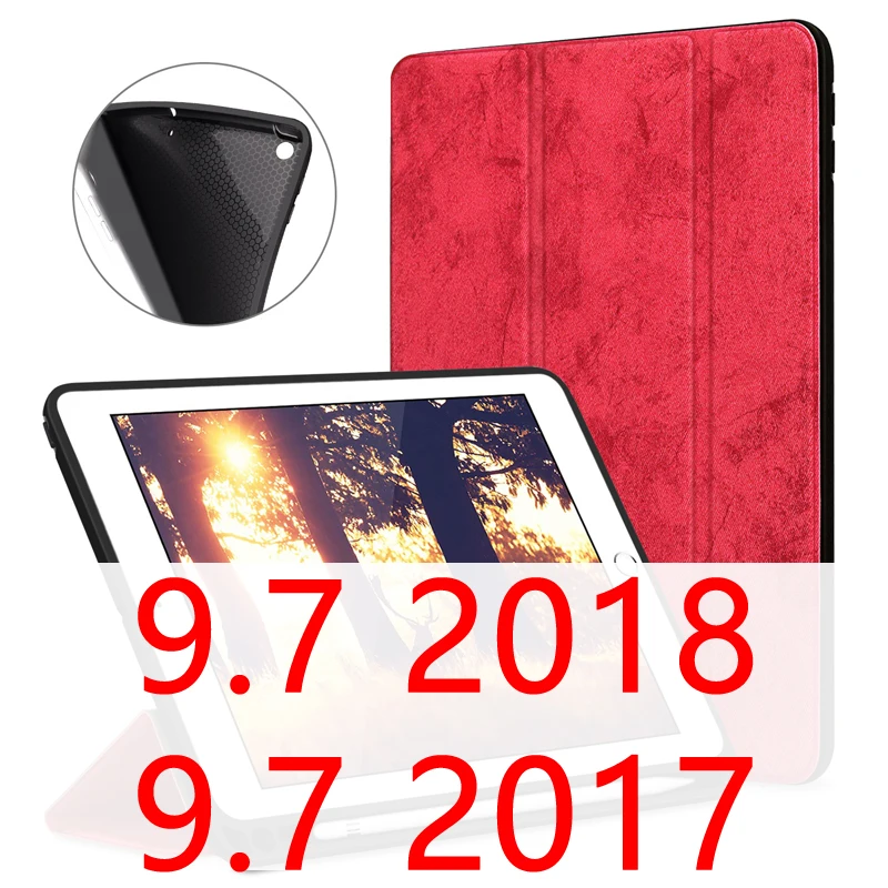 Red 9.7 Чехол для iPad Pro 11 с держателем-карандашом для iPad 9,7 чехол мягкий силиконовый задний умный чехол для iPad 9,7 Funda Coque - Цвет: Red 9.7