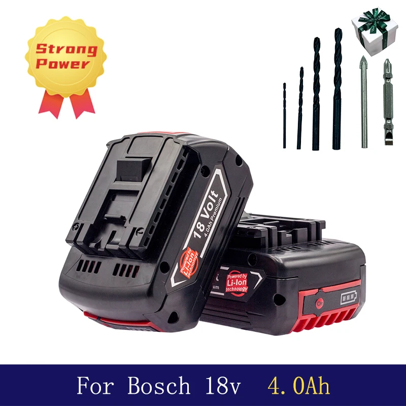 

For Bosch 18V 4.0AH AL1860 BSH PLH RHS GCB GDX GHO GKS GSA Electric Drill Wrench Power Tool Lithium Ion Battery Charger Set