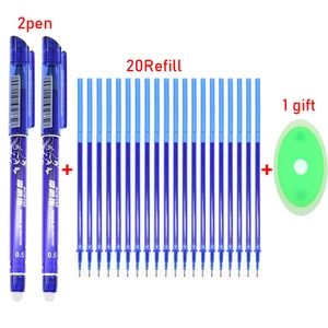 Ручка перьевая матовая с 20 стержнями, 0,380,5 мм, гелевая с синимичернымикрасными чернилами, 2 шт.