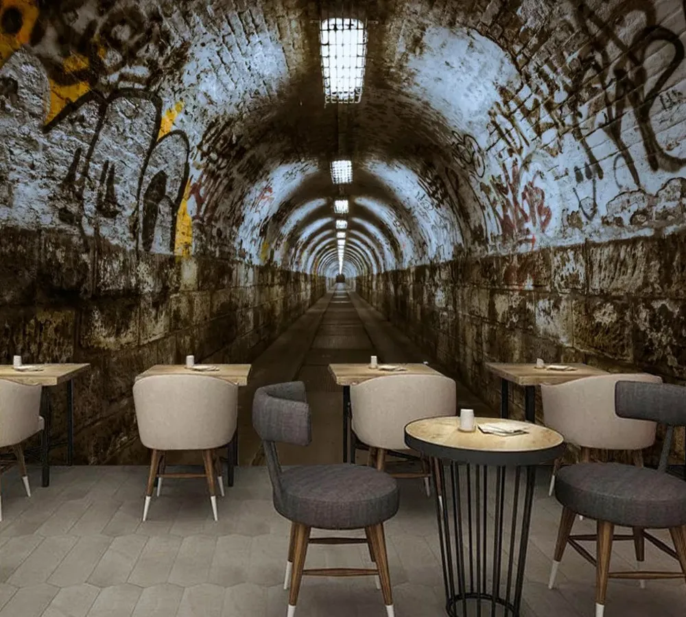 Прямая поставка пользовательские Настенные обои 3D временной туннель канал