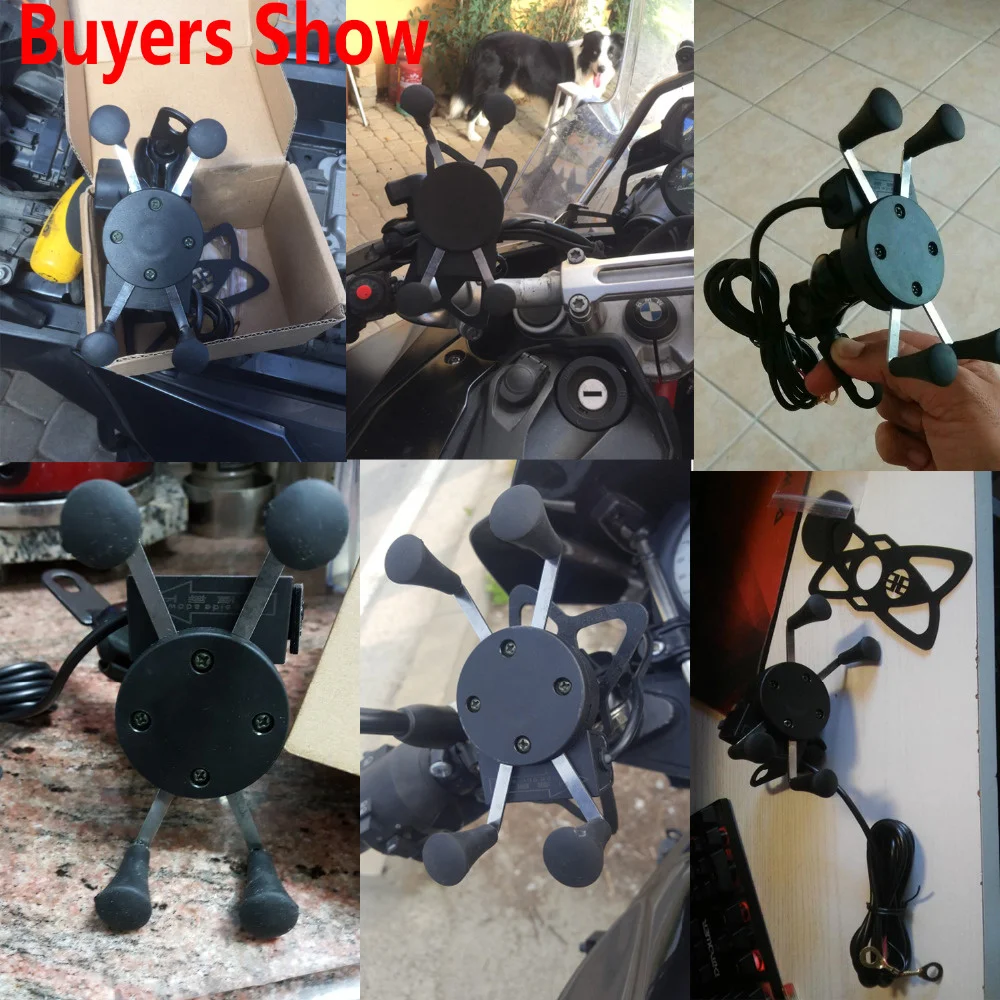 

Besegad Motorcycle Mobile Phone Holder Mount Support With USB Charger 360Degree Rotation for Moto pouch 3.5-6 inch GPS bracker