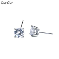 gorgor earrings women 925 sterling pattern mosaic zircon prong setting small exquisite simplicity jewelry anniversary gift e532