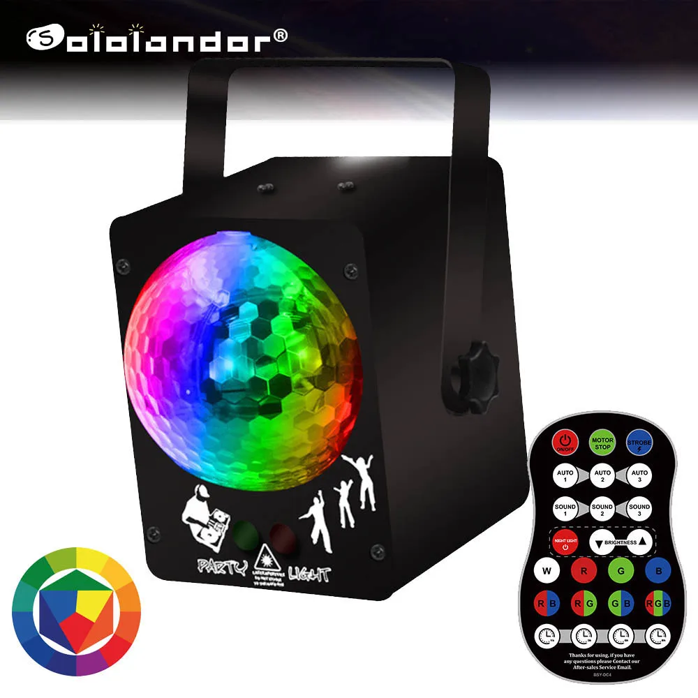 

SOLOLANDOR RGB LED Crystal Disco Magic Ball With 60 Pattern Laser Projector DJ Party Holiday Bar Christmas Stage Lighting Effect