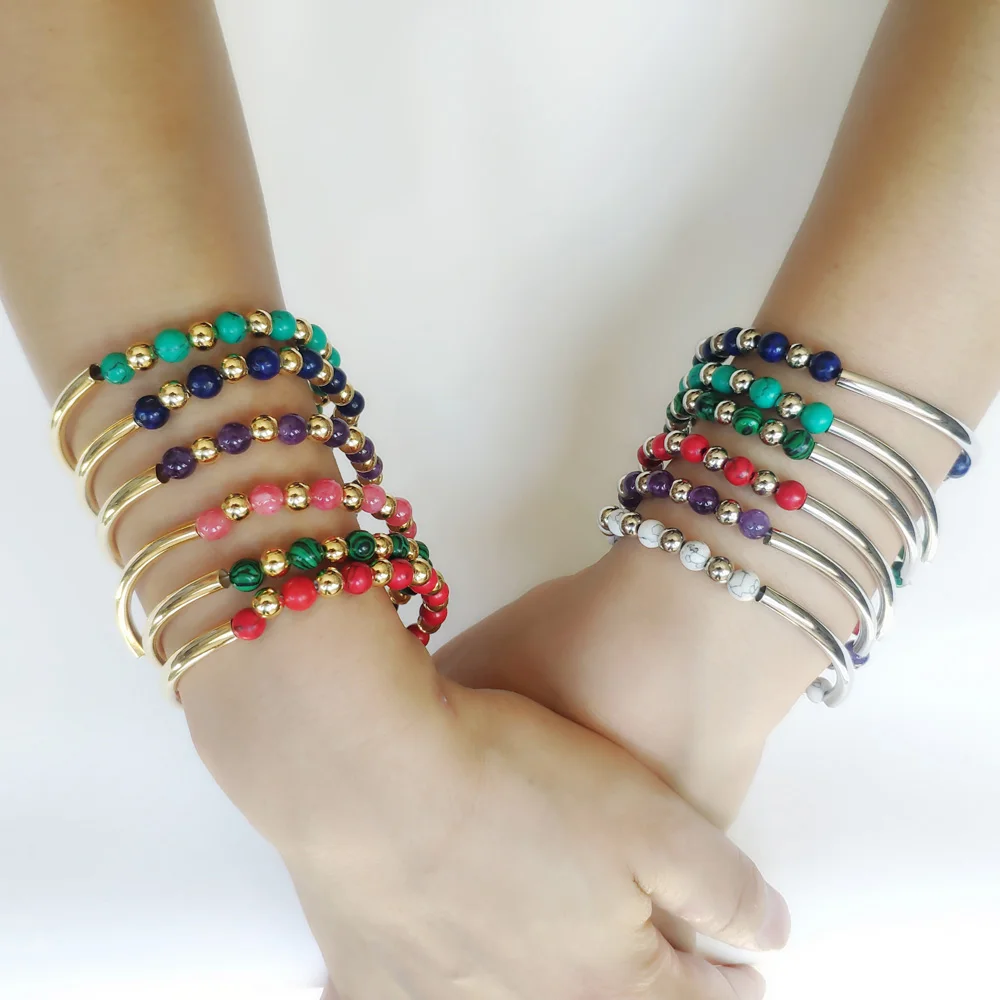 Wgaud натуральный камень Бусины чакра браслеты и браслет аметисты кварца лазурит