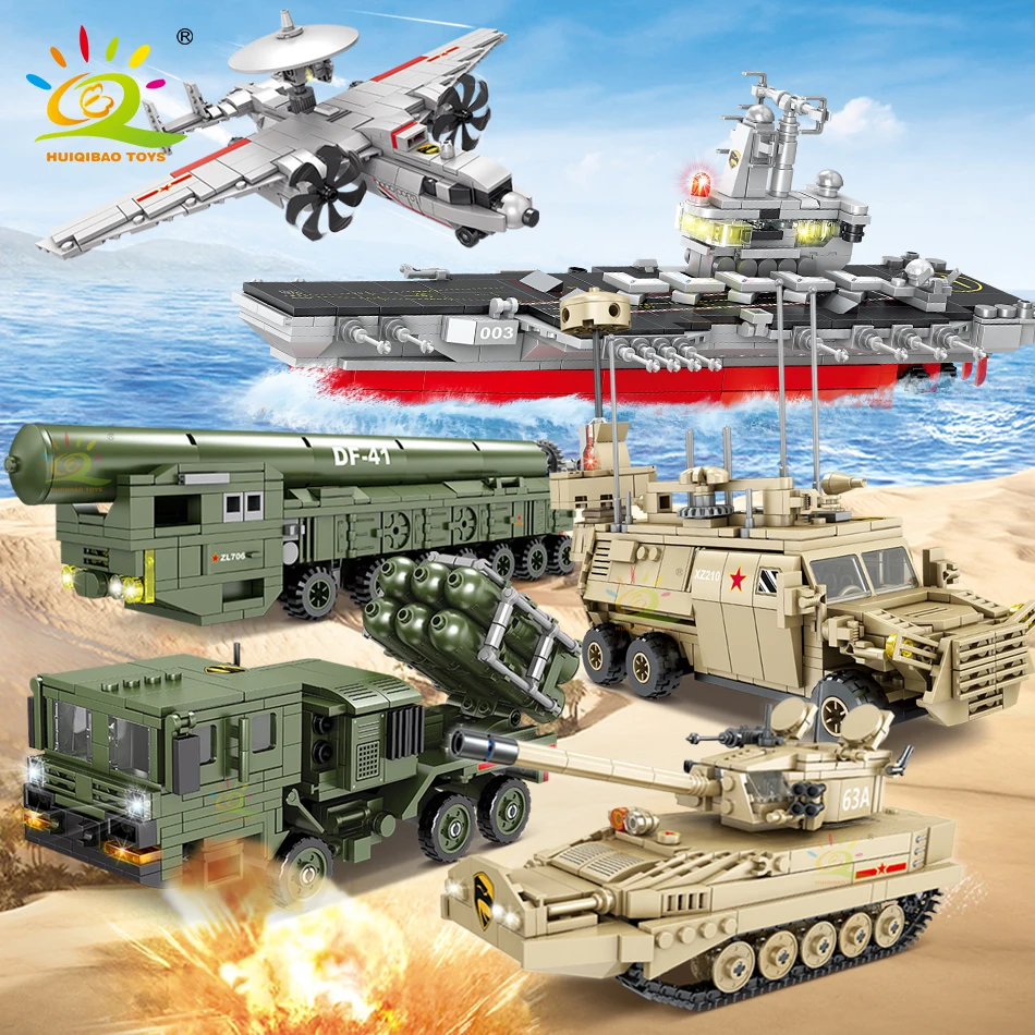 HUIQIBAO военный автомобиль строительные блоки модель самолета танк корабль