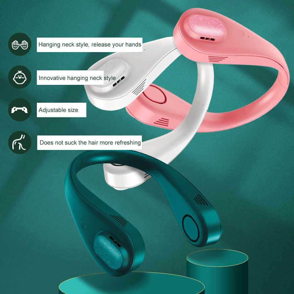USB Rechargeable Mini Bladeless Fan Hanging Neck Mute Sports Fans Personal Outdoor Travel Electric Air Cooler | Бытовая техника