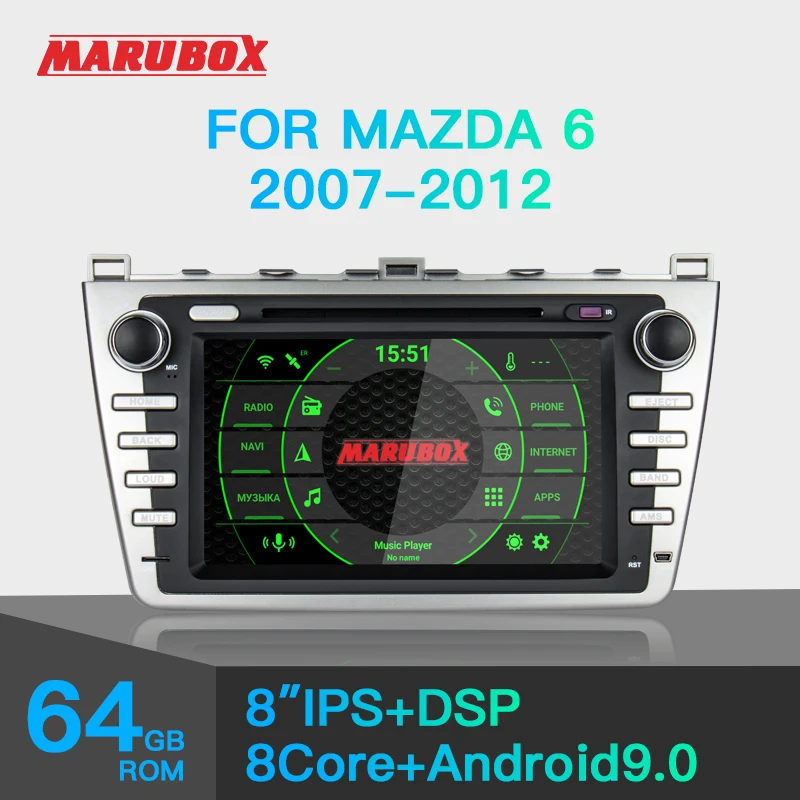 Штатная магнитола для MAZDA 6 2007-2012 MARUBOX KD8220 Штатное головное устройство Android 9.0