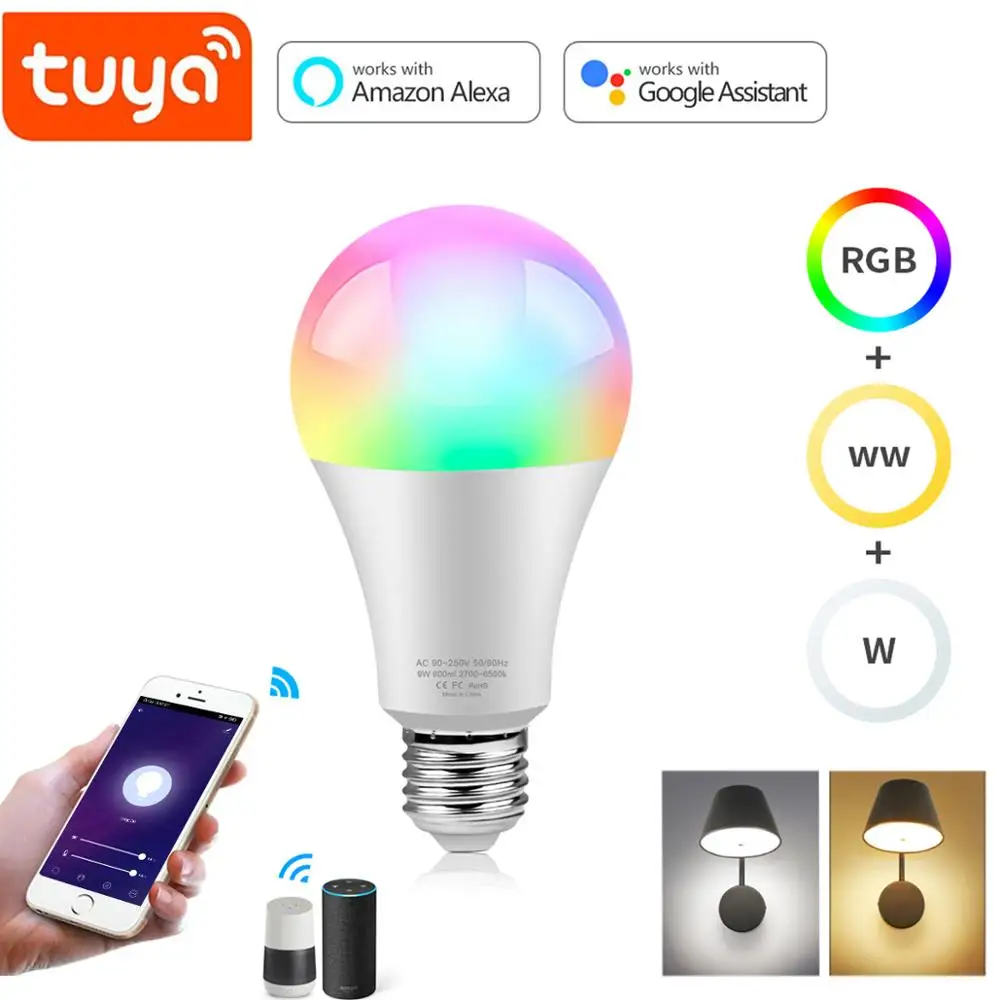 Tuya Smart Life 2 4G WiFi смарт лампы дистанционного голос затемнения Управление