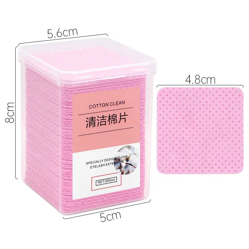 200Pcs/Box Eyelash Extension Glue Remover Pink Lint-Free Cotton Wipes Lash Grafting Tools Adhesive Bottle Mouth Clean Paper - купить по