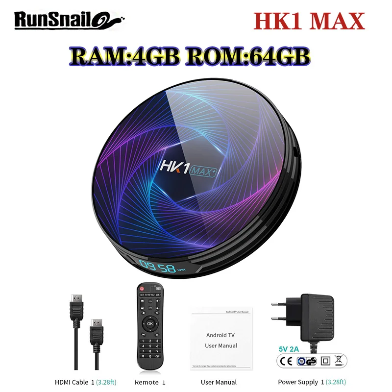 HK1MAX+ Восьмиядерный Android 9,0 Смарт ТВ приставка 4 Гб RK3368 PRO HK1 MAX Plus 1080P H.265 2,4G/5G Wifi BT 4,0 1000M ТВ приставка - Цвет: 4GB64GB