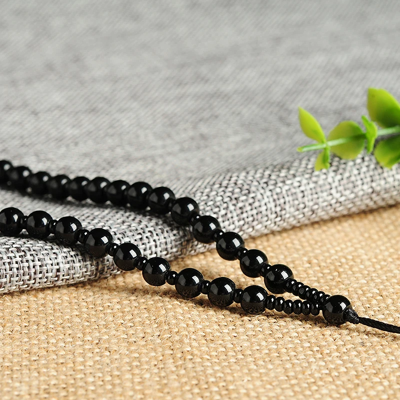 Оригинальное черное ожерелье из стеклянных бусин Висячие веревки модные