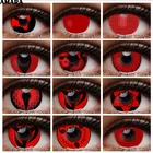 1 пара цветных контактных линз ed для косплея на Хэллоуин, цветные контактные линзы для аниме, цветные линзы для цветных линз глаз, сумасшедшие Красные линзы