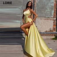 lorie 2022 yellow one shoulder evening dresses 2022 high side slit sparkly beaded prom party gowns arabic vestidos de fiesta