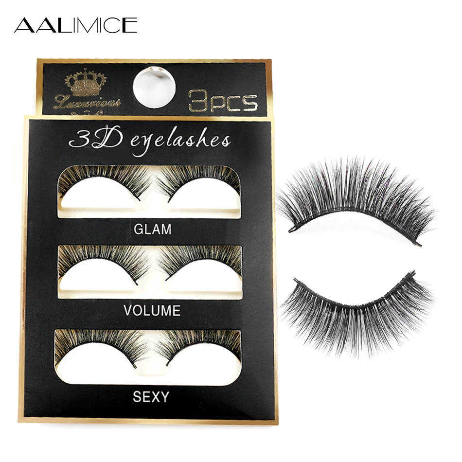 Alimice 3 пары 3D норковые ресницы оптом 100% ручная работа Длинные Накладные из