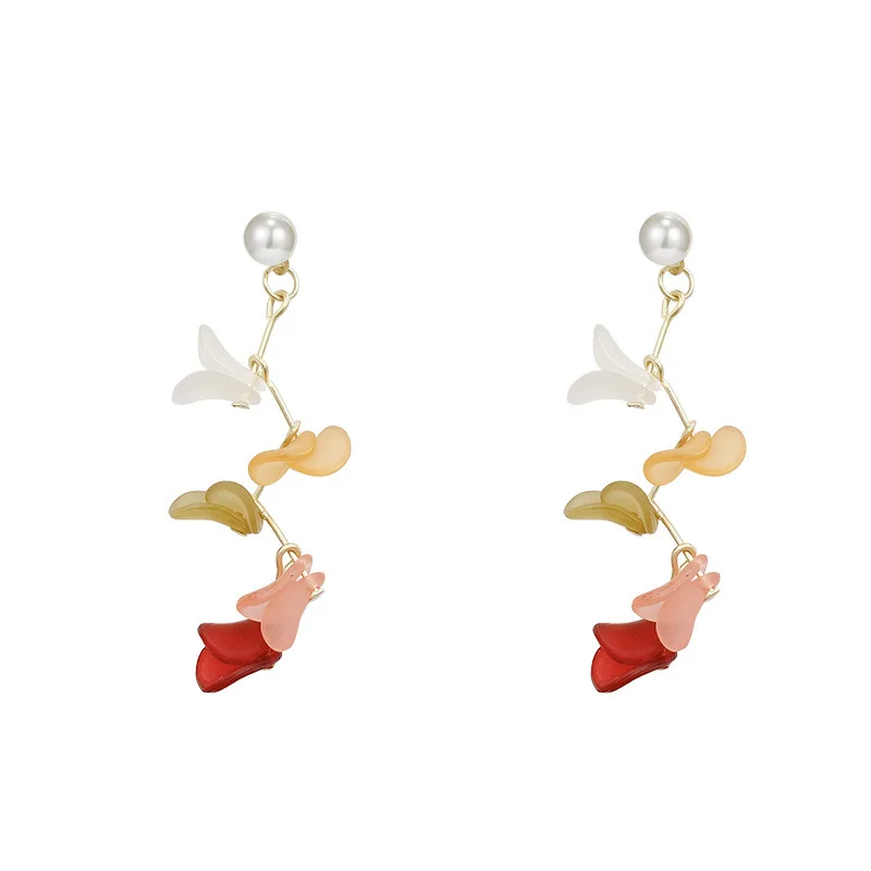 

Long Earrings for Women Gift 2021 Trend New Flower Petal Earings Jewelry Korean Japanese Style Fashion Luxury Design Accessories