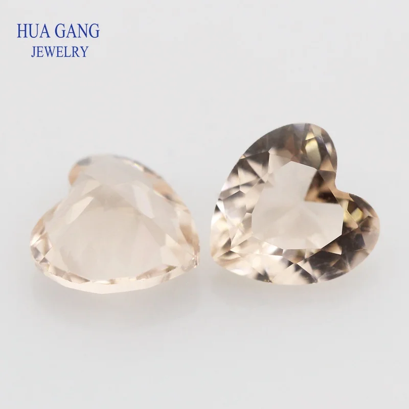 Champagne Heart Shape Loose Glass Beads Synthetic Gems For Jewelry Size 3x3~12x12mm Free Shipping |
