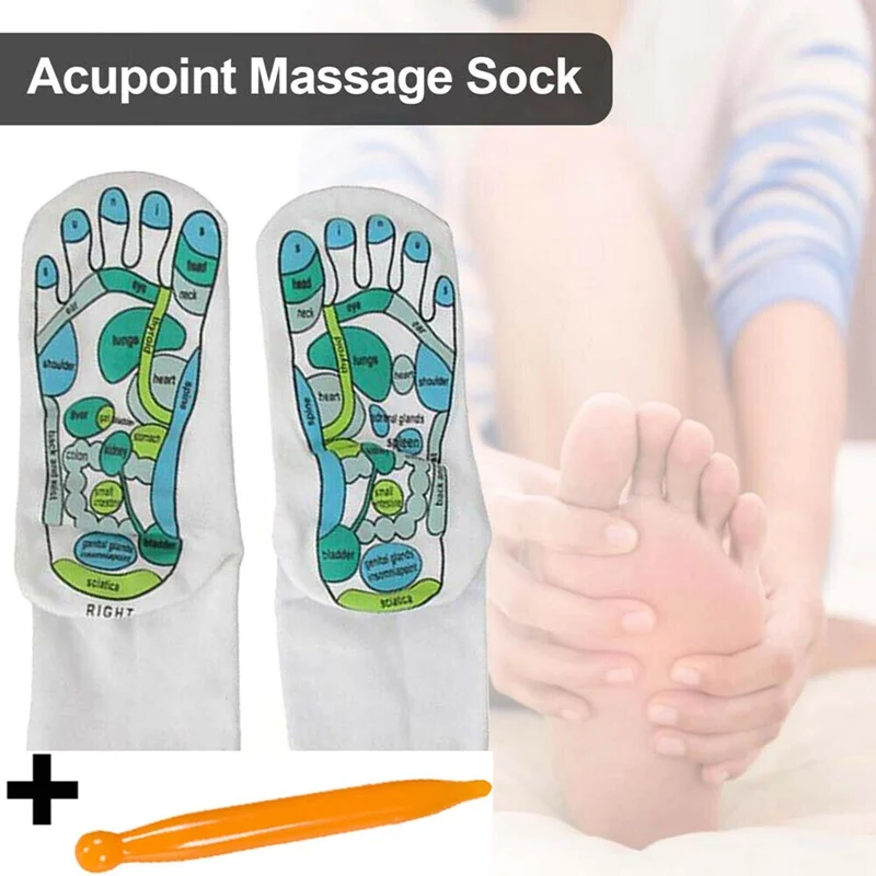 

Hot Sale Acupressure Socks Physiotherapy Massage Relieve Tired Feet Reflexology Socks Foot Point Socks Full English Illustration