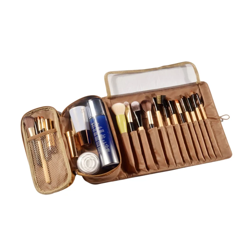 

Make-Up Roll Bag Brush Box Travel Large Capacity Multi-Room Portable Inner Zipper Cosmetic Pack