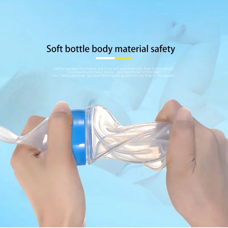 

hot 125ML Newborn Baby Squeezing feeding bottle kid silicone rice Training bottle spoon squeezed food baby feeding product New