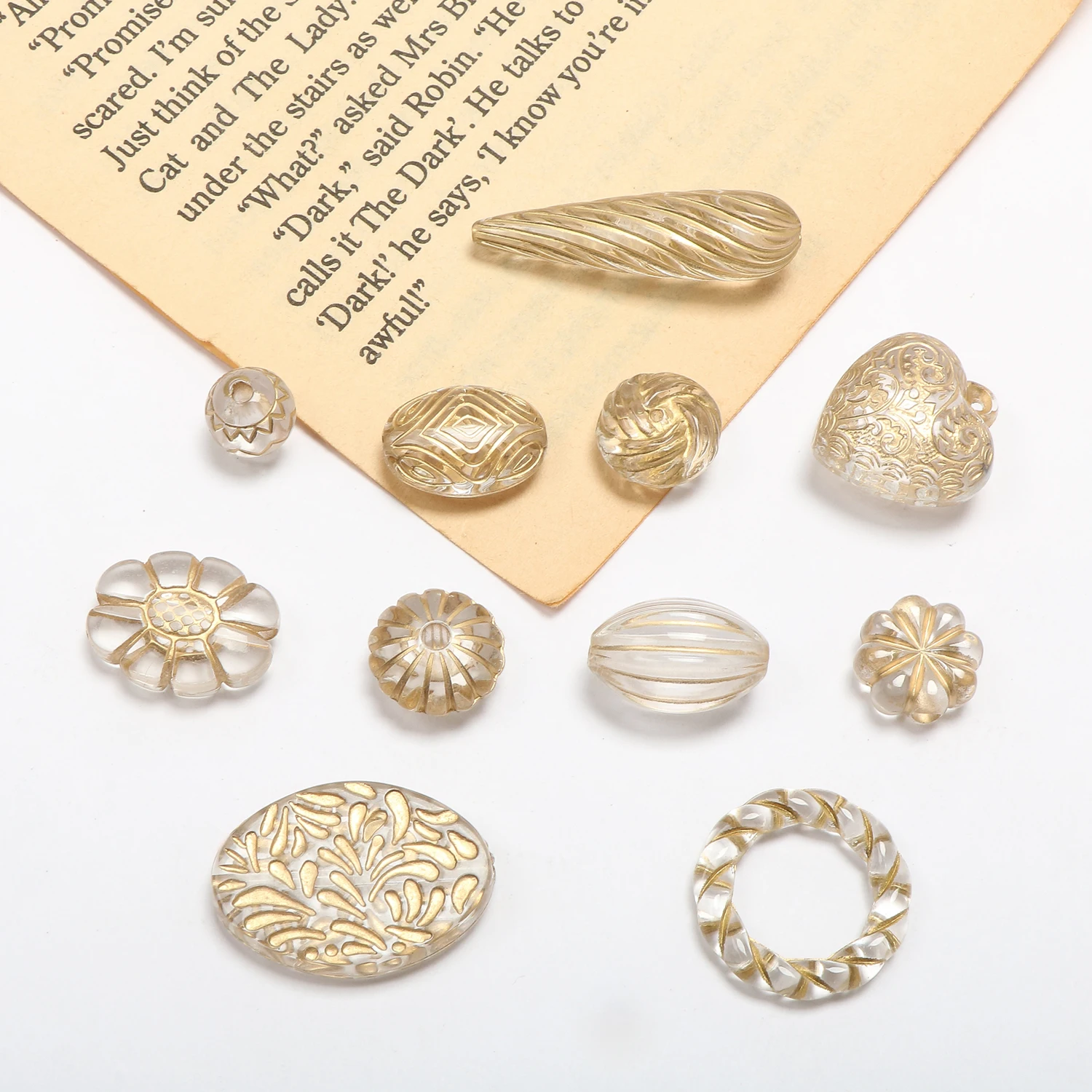 Fu кубинский камень Трассировка золотые антикварные бусины узор любовь вода