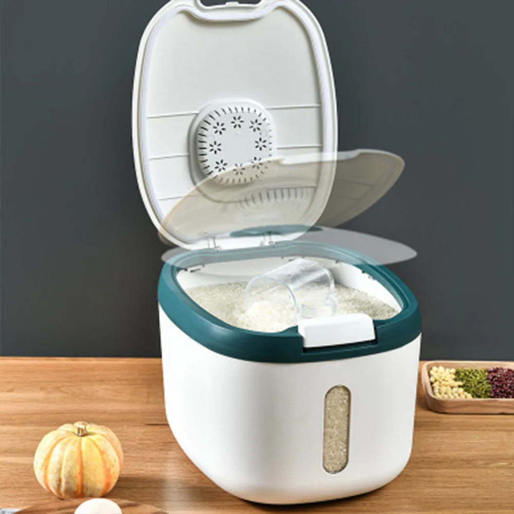 

10KG Rice Storage Bucket Household Kitchen Moisture Proof Insect Proof Five Grains Miscellaneous Grains Pet Grain Sealed Storage