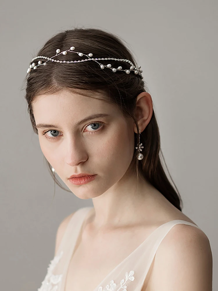 Классические серебряные стразы Жемчужная Повязка на голову головной убор для
