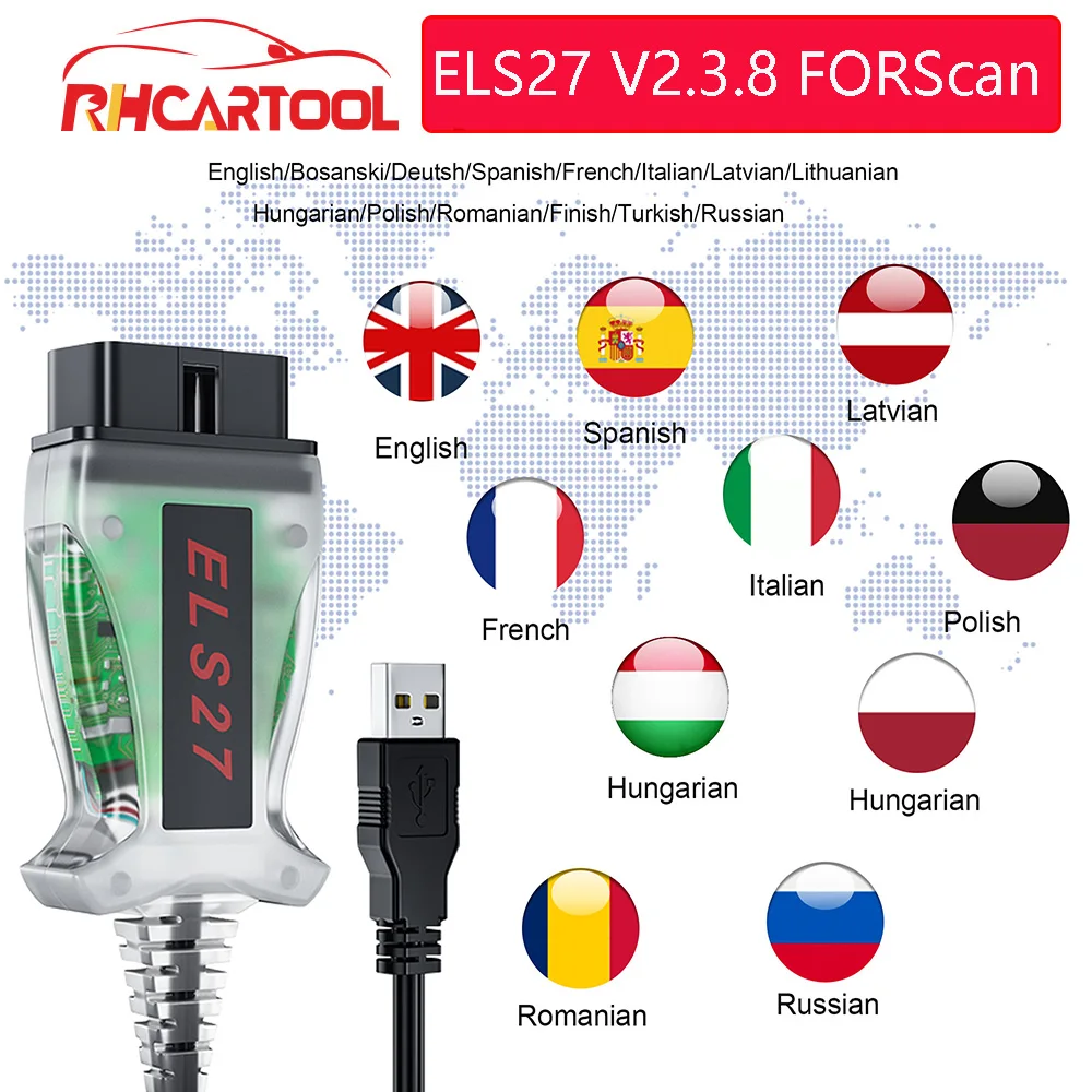 OBD2 диагностические инструменты V2.3.8 ELS27 FORScan PIC24HJ128GP + FTDI Mircochip Многоязычная работа