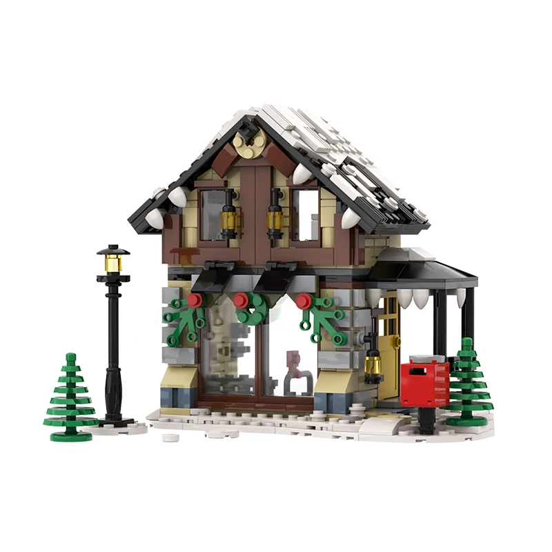 

MOC Christmas Ornament Winter Sport Shops House Building Blocks Kit Idea Architecture Store Bricks Toys For Children Xmas Gifts