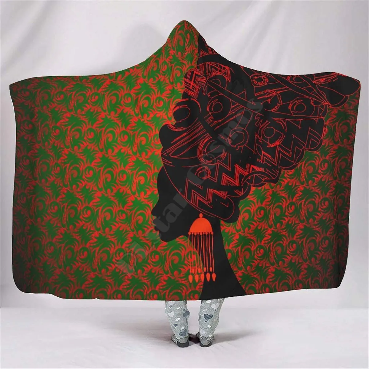 

African American Women 3d printed Hooded Blanket Adult child Sherpa Fleece Wearable Blanket Microfiber Bedding Drop Shipping