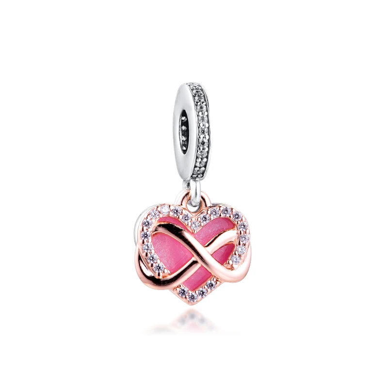 

Sparkling Infinity Heart Dangle Charm Bracelets Women 925 Sterling Silver Charm Beads for Jewelry Making Valentine Day