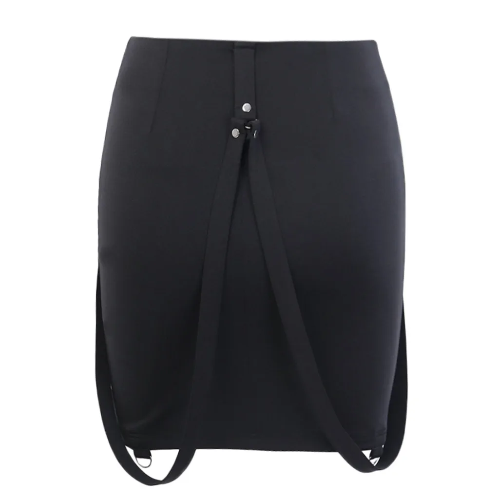 Уличная готическая юбка черная с молнией и металлическим украшением мини крутая