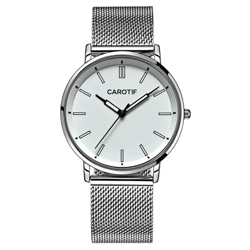

Carotif Leather Ultra-thin Couple Watch Belt Fashion Men Casual Steel Belt Waterproof Quartz Watch Fashion All-match Women Watch